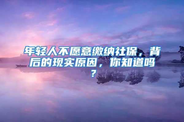 年輕人不愿意繳納社保，背后的現(xiàn)實原因，你知道嗎？