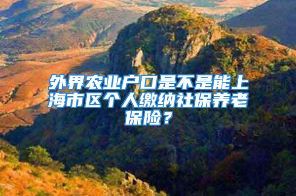 外界農(nóng)業(yè)戶口是不是能上海市區(qū)個(gè)人繳納社保養(yǎng)老保險(xiǎn)？