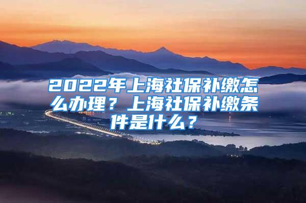 2022年上海社保補(bǔ)繳怎么辦理？上海社保補(bǔ)繳條件是什么？