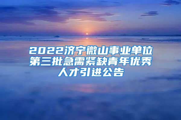 2022濟(jì)寧微山事業(yè)單位第三批急需緊缺青年優(yōu)秀人才引進(jìn)公告