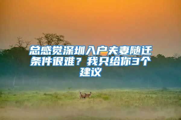 總感覺(jué)深圳入戶夫妻隨遷條件很難？我只給你3個(gè)建議