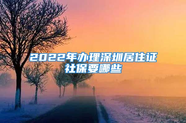 2022年辦理深圳居住證社保要哪些