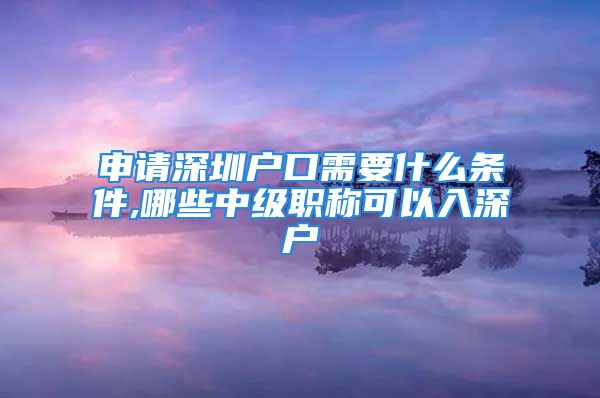 申請(qǐng)深圳戶口需要什么條件,哪些中級(jí)職稱可以入深戶