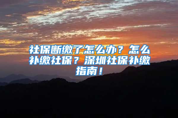 社保斷繳了怎么辦？怎么補繳社保？深圳社保補繳指南！