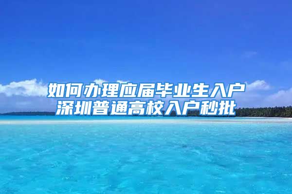 如何辦理應屆畢業(yè)生入戶深圳普通高校入戶秒批