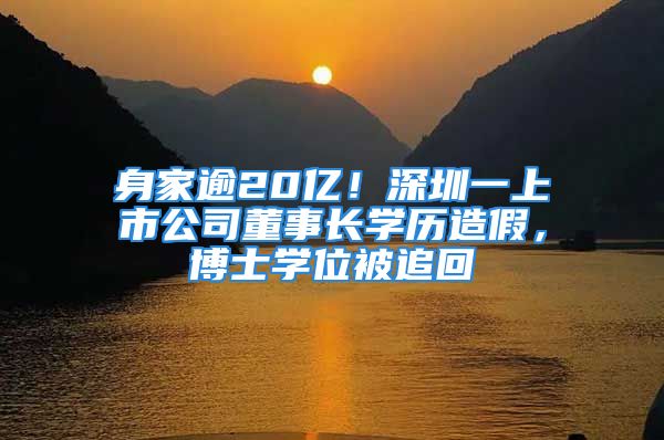 身家逾20億！深圳一上市公司董事長學(xué)歷造假，博士學(xué)位被追回