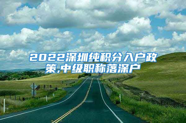 2022深圳純積分入戶政策,中級職稱落深戶