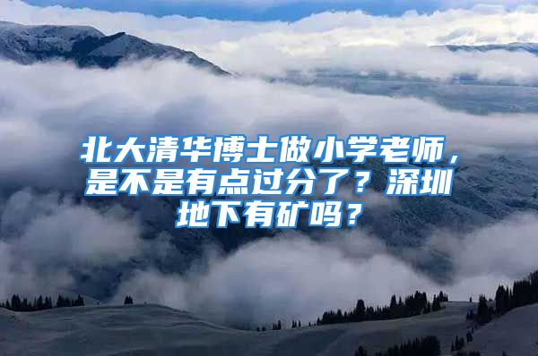 北大清華博士做小學老師，是不是有點過分了？深圳地下有礦嗎？