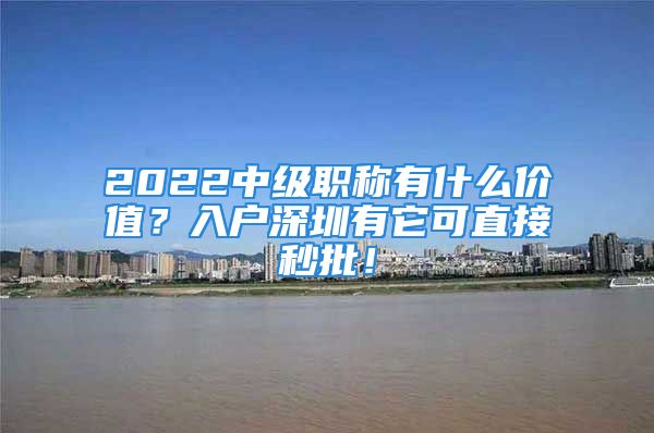 2022中級職稱有什么價值？入戶深圳有它可直接秒批！