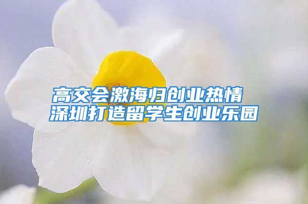 高交會激海歸創(chuàng)業(yè)熱情 深圳打造留學(xué)生創(chuàng)業(yè)樂園