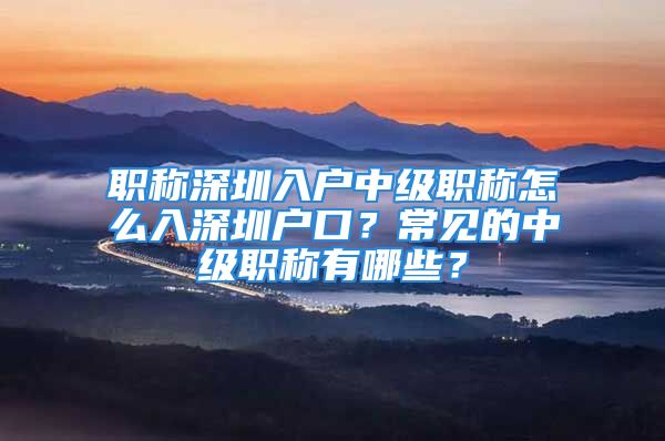 職稱深圳入戶中級職稱怎么入深圳戶口？常見的中級職稱有哪些？