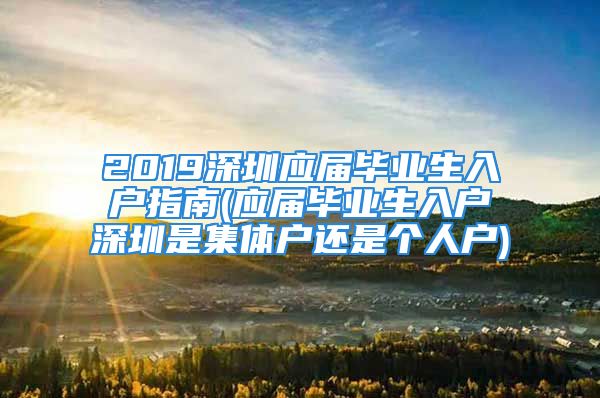 2019深圳應(yīng)屆畢業(yè)生入戶指南(應(yīng)屆畢業(yè)生入戶深圳是集體戶還是個人戶)