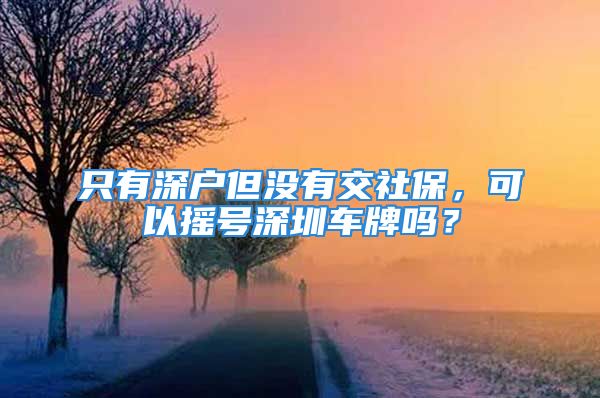 只有深戶但沒有交社保，可以搖號(hào)深圳車牌嗎？