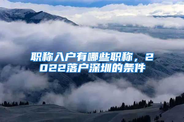 職稱入戶有哪些職稱，2022落戶深圳的條件