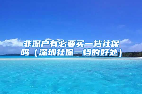 非深戶有必要買(mǎi)一檔社保嗎（深圳社保一檔的好處）