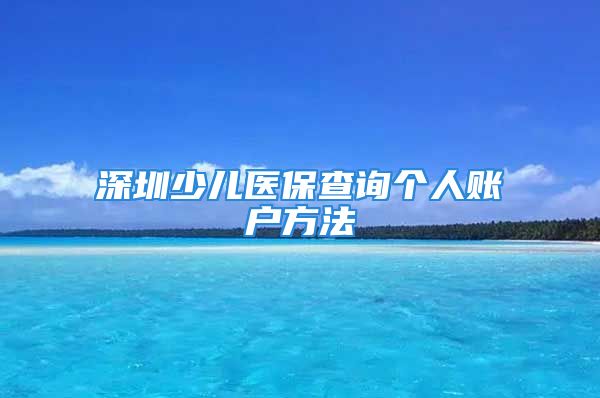 深圳少兒醫(yī)保查詢個人賬戶方法