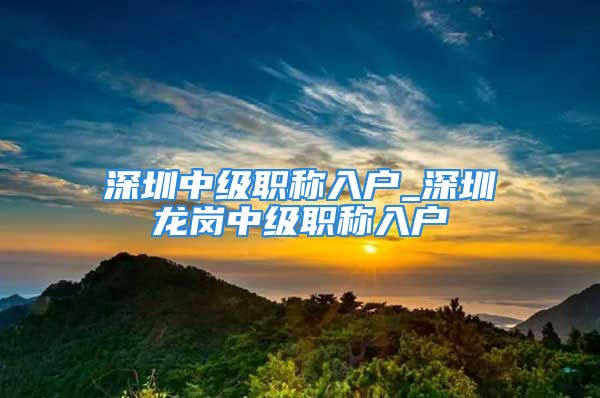 深圳中級職稱入戶_深圳龍崗中級職稱入戶