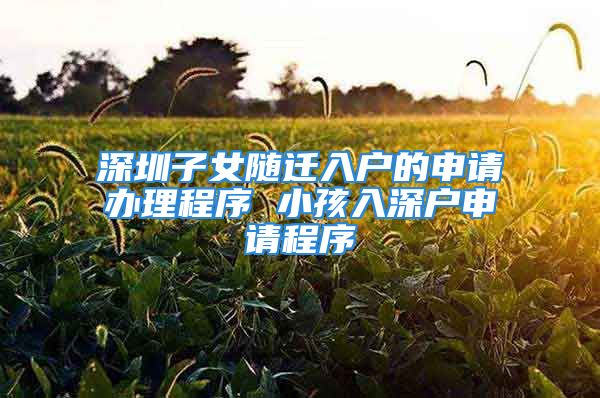 深圳子女隨遷入戶的申請辦理程序 小孩入深戶申請程序