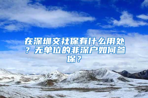 在深圳交社保有什么用處？無(wú)單位的非深戶(hù)如何參保？