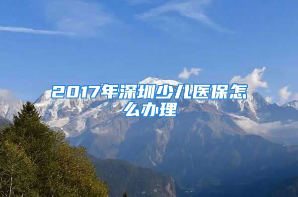 2017年深圳少兒醫(yī)保怎么辦理