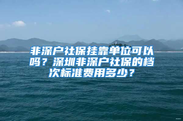 非深戶社保掛靠單位可以嗎？深圳非深戶社保的檔次標(biāo)準(zhǔn)費(fèi)用多少？