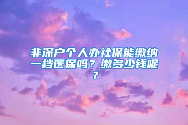 非深戶個人辦社保能繳納一檔醫(yī)保嗎？繳多少錢呢？