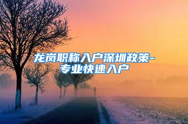 龍崗職稱入戶深圳政策-專業(yè)快速入戶