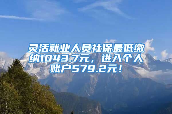 靈活就業(yè)人員社保最低繳納1043.7元，進入個人賬戶579.2元！