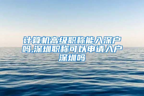 計算機高級職稱能入深戶嗎,深圳職稱可以申請入戶深圳嗎