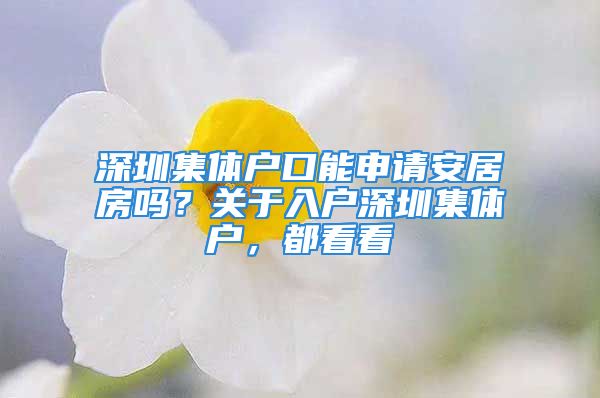 深圳集體戶口能申請安居房嗎？關(guān)于入戶深圳集體戶，都看看