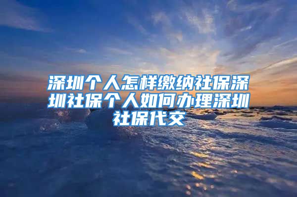 深圳個(gè)人怎樣繳納社保深圳社保個(gè)人如何辦理深圳社保代交