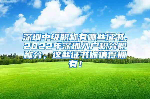 深圳中級(jí)職稱有哪些證書(shū),2022年深圳入戶積分職稱分，這些證書(shū)你值得擁有！