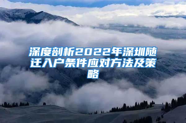 深度剖析2022年深圳隨遷入戶條件應(yīng)對方法及策略