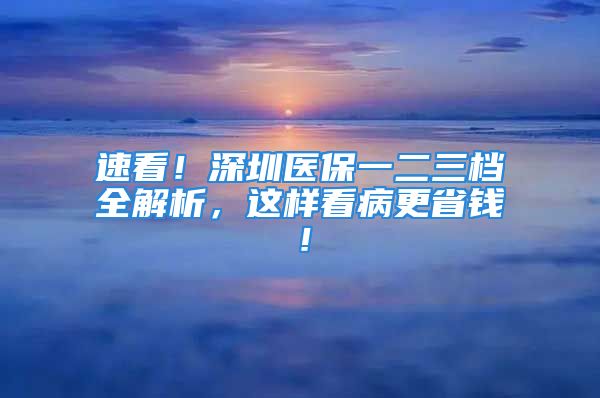 速看！深圳醫(yī)保一二三檔全解析，這樣看病更省錢！