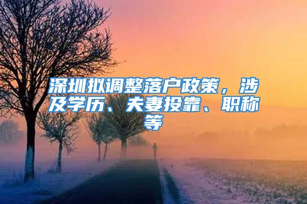 深圳擬調(diào)整落戶政策，涉及學歷、夫妻投靠、職稱等