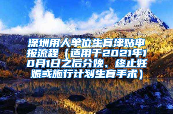 深圳用人單位生育津貼申報(bào)流程（適用于2021年10月1日之后分娩、終止妊娠或施行計(jì)劃生育手術(shù)）