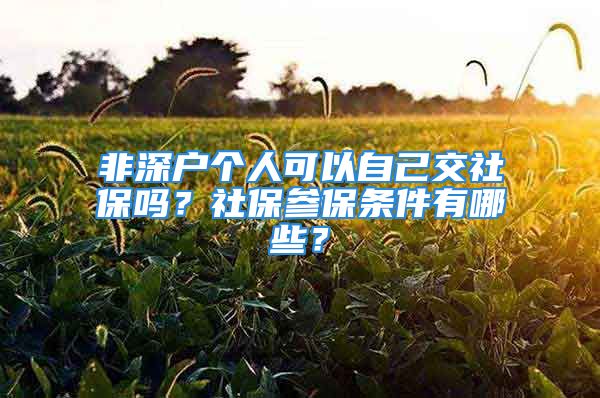 非深戶個人可以自己交社保嗎？社保參保條件有哪些？