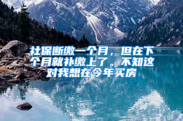 社保斷繳一個(gè)月，但在下個(gè)月就補(bǔ)繳上了。不知這對(duì)我想在今年買房