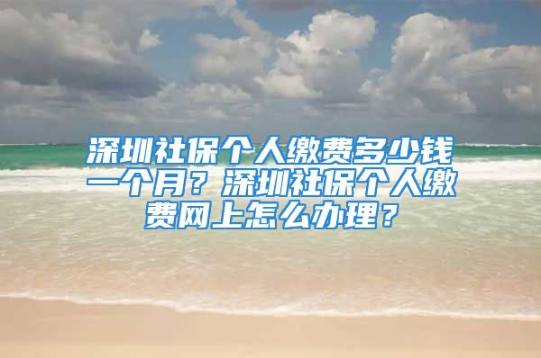 深圳社保個人繳費多少錢一個月？深圳社保個人繳費網(wǎng)上怎么辦理？