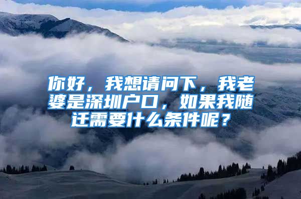 你好，我想請(qǐng)問(wèn)下，我老婆是深圳戶(hù)口，如果我隨遷需要什么條件呢？