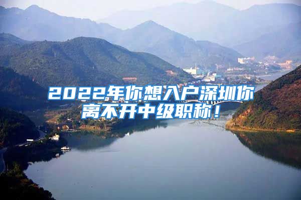 2022年你想入戶深圳你離不開中級職稱！