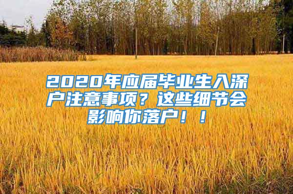 2020年應(yīng)屆畢業(yè)生入深戶注意事項？這些細節(jié)會影響你落戶！！