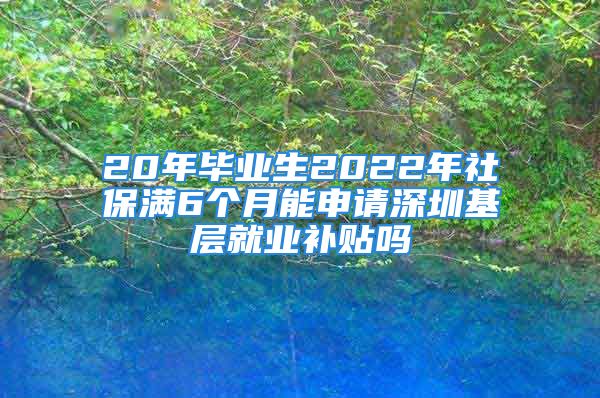 20年畢業(yè)生2022年社保滿6個(gè)月能申請(qǐng)深圳基層就業(yè)補(bǔ)貼嗎