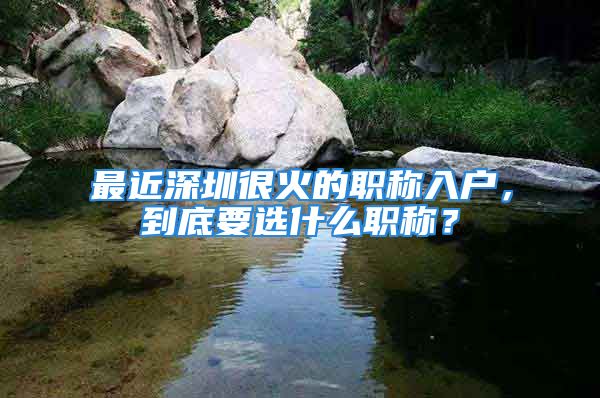 最近深圳很火的職稱入戶，到底要選什么職稱？