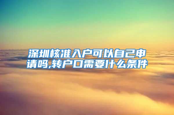 深圳核準(zhǔn)入戶可以自己申請嗎,轉(zhuǎn)戶口需要什么條件