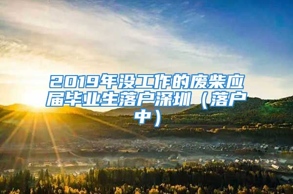 2019年沒(méi)工作的廢柴應(yīng)屆畢業(yè)生落戶深圳（落戶中）