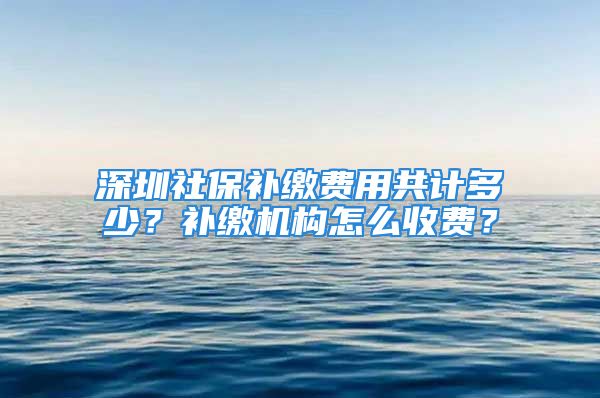 深圳社保補(bǔ)繳費用共計多少？補(bǔ)繳機(jī)構(gòu)怎么收費？