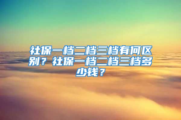 社保一檔二檔三檔有何區(qū)別？社保一檔二檔三檔多少錢？