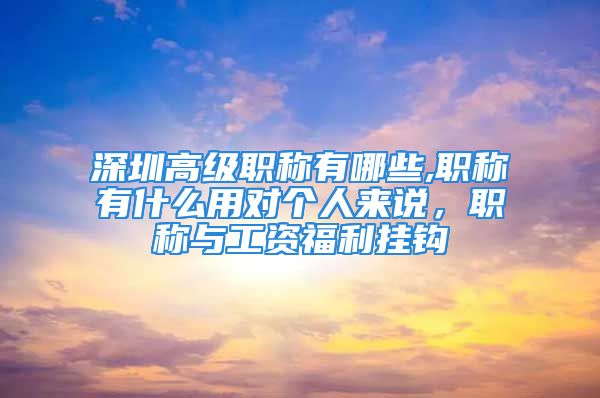 深圳高級職稱有哪些,職稱有什么用對個人來說，職稱與工資福利掛鉤