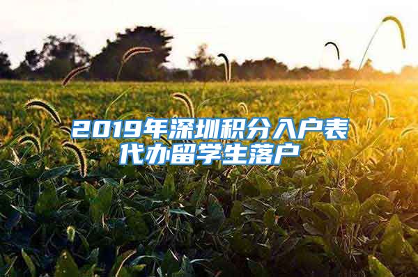 2019年深圳積分入戶表代辦留學生落戶